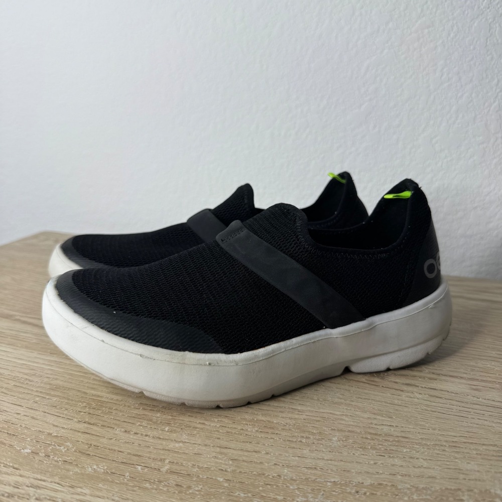 Oofos OOMG Eezee Mesh Low Shoe Black White Recovery Slip On Sneakers Womens 7